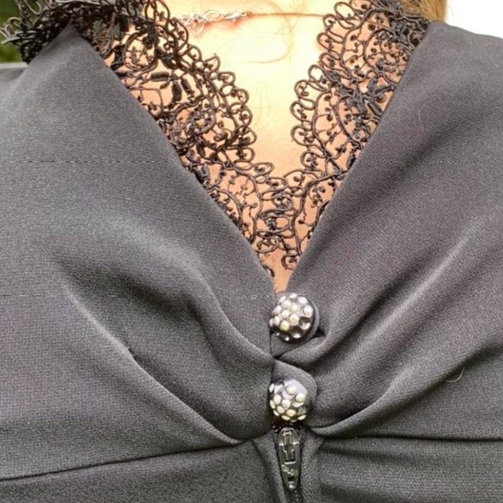 black dress : junior accent brand from 70’s fits sz.M/4 - Picture 4 of 4